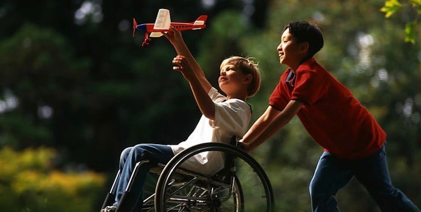Disabled children playing